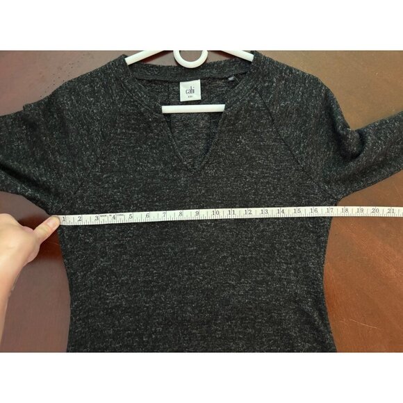 CAbi V-Neck Ruched Sleeve Sweater "PJ Dress" in Charcoal Grey/Black Heather XXS - Picture 11 of 13